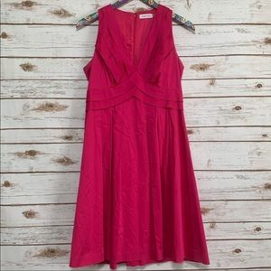 Calvin Klein pleated pink sleeveless A line dress